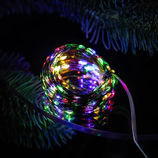 Гирлянда роса светодиодная 20 метров от USB GarlandoPro на 200 led светодиодов капля зеленый провод IP44 Мультиколор - изображение 10