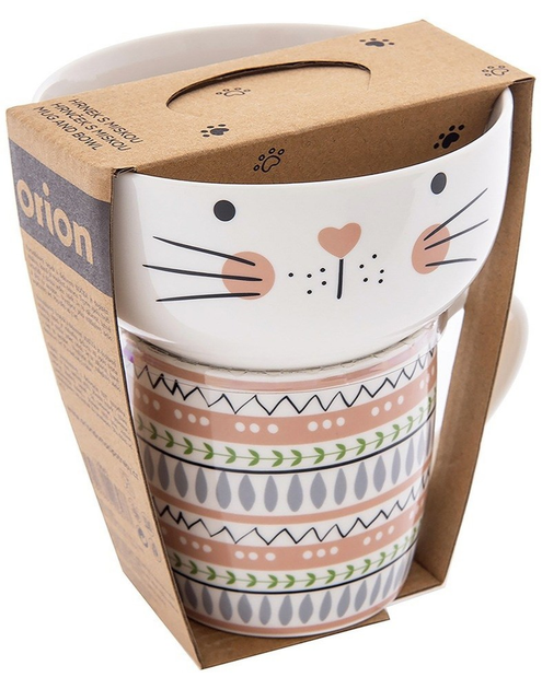 Zestaw Kubek z miseczką Orion dla dziecka porcelanowy kot 2 el (8592381206277) - obraz 5