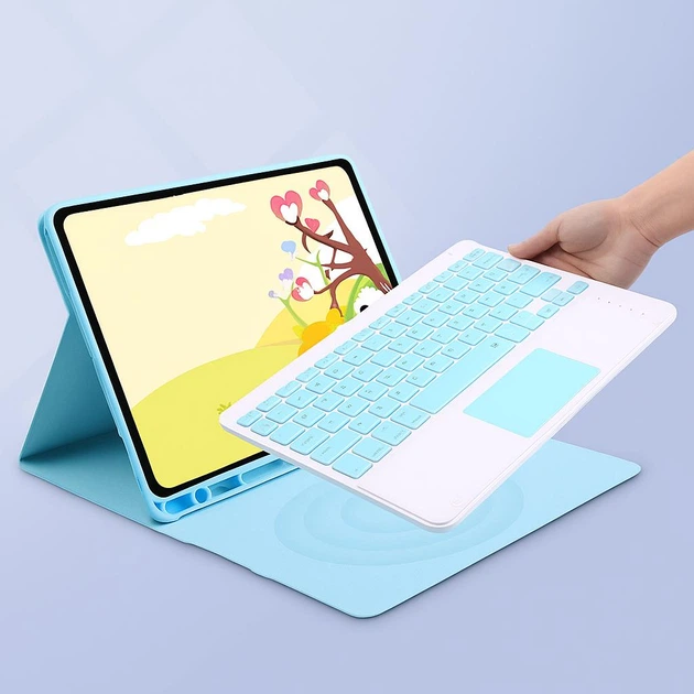 Чохол із клавіатурою та мишкою FegishCase для Apple iPad Pro 11 (2020) Ukrainian keyboard, Blue - зображення 4