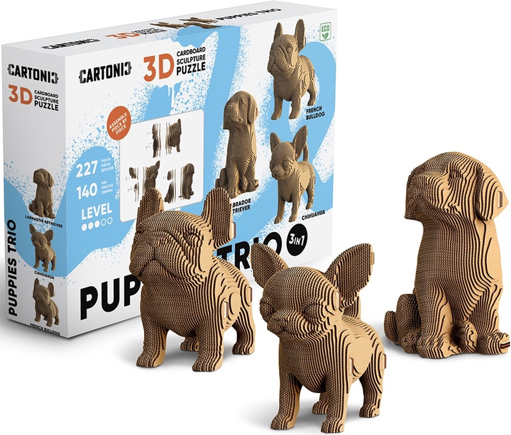 3D пазл картонний Cartonic Тріо цуценят 3в1 CARTPUPPIES (4820191134607) - зображення 13