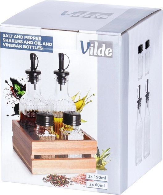 Набір дозаторів Vilde для приправ, олії, оцту у підставці 2 × 190 мл + 2 × 60 мл (5904316496982) - зображення 8