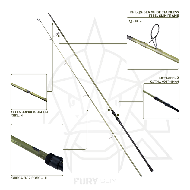 Удилище карповое GC G.Carp Fury Slim '25 3.60м 3.5lb - изображение 2