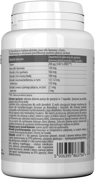 Харчова добавка Lab One N°1 Gluco BLOQ 60 капсул (5906630600823) - зображення 2