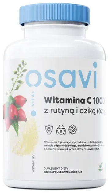Suplement diety Osavi Vital Witamina C 1000 z rutyną i dziką różą 120 kapsułek (5904139921395) - obraz 1