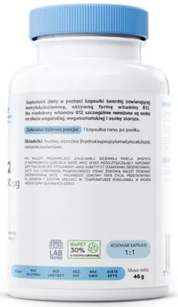 Suplement diety Osavi Vital Witamina B12 120 kapsułek (5904139920770) - obraz 2