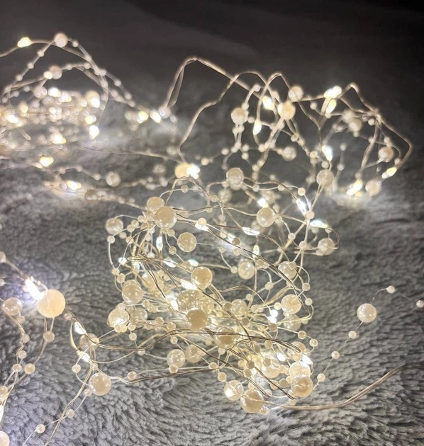 Гирлянда LED “Жемчуг” 10 м, нить с бусинами, тёплый белый свет - изображение 5