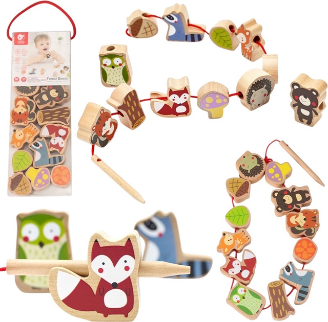 Przeplatanka drewniana Classic World klocki do nawlekania Zwierzęta leśne 13 el CW3634 (6927049004957) - obraz 8