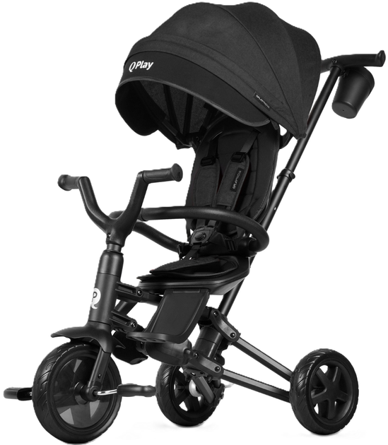 Триколісний велосипед Qplay Nova Niello 6в1 з капюшоном Чорний (5061047480489) - зображення 1