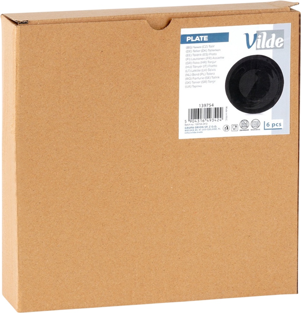 Zestaw talerzy obiadowych Vilde szklanych 25.5 cm 6 szt Czarny (5904316493424) - obraz 4