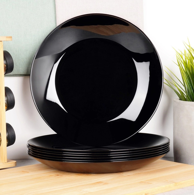 Zestaw talerzy obiadowych Vilde szklanych 25.5 cm 6 szt Czarny (5904316493424) - obraz 5