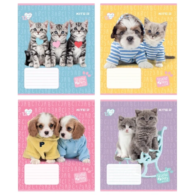 Зошит шкільний 12 аркушів коса лінія Kite Studio Pets SP24-235, - изображение 5