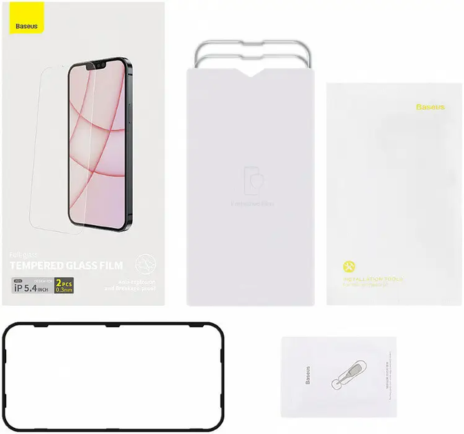 Защитное стекло Baseus 0.3mm Full-glass for iPhone 13 mini 2шт CLEAR (SGBL020002) - Фото 4 Защитное стекло Baseus 0.3mm Full-glass for iPhone 13 mini 2шт CLEAR (SGBL020002) - изображение 4