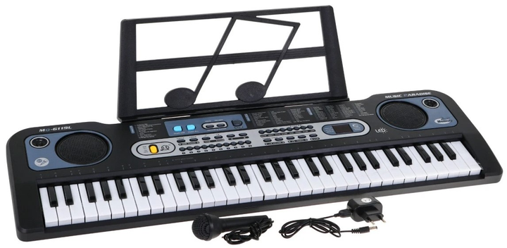Keyboard z podświetlanymi klawiszami dla dzieci 5+ Mikrofon Stojak na nuty (ZMU.MQ-6119L) (5903864900095) - obraz 1