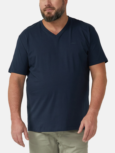 Koszulka męska bawełniana s.Oliver 10.3.16.12.130.2174720-5978 5XL Granatowa - obraz 1