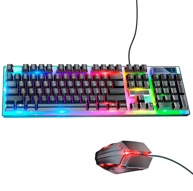 Комплект проводной клавиатуры и мышки с RGB подсветкоЙ HOCO GM18. - изображение 2