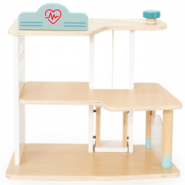 Drewniany szpital Viga Z karetką i windą 15 elementów (6971608448027) - obraz 5