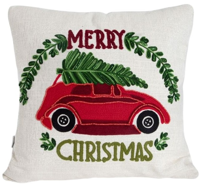 Poszewka Homla Tucker błyszcząca z autem Beżowa 45 x 45 cm (5906496709340) - obraz 1