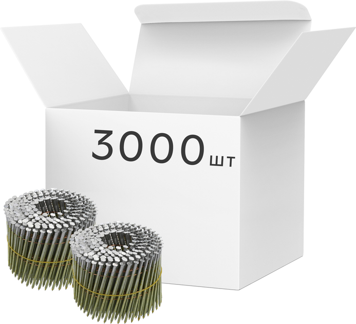 Gwoździe bębnowe VOREL do pistoletu pneumatycznego 90 mm Ø 2.8 mm 15-16˚ 3000 szt (YT-09212) - obraz 1