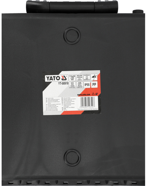Skrzynka na narzędzia YATO szczelna wymiary zewnętrzne/wewnętrzne- 715x430x185/647x350x120 mm z polipropylenu (YT-08918) - obraz 4
