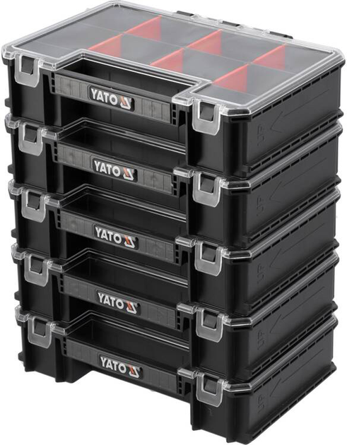 Skrzynka YATO z 5 sekcjami na organizery 240x450x320 mm 23V do składanych modułów S12, S1 (YT-09163) - obraz 5