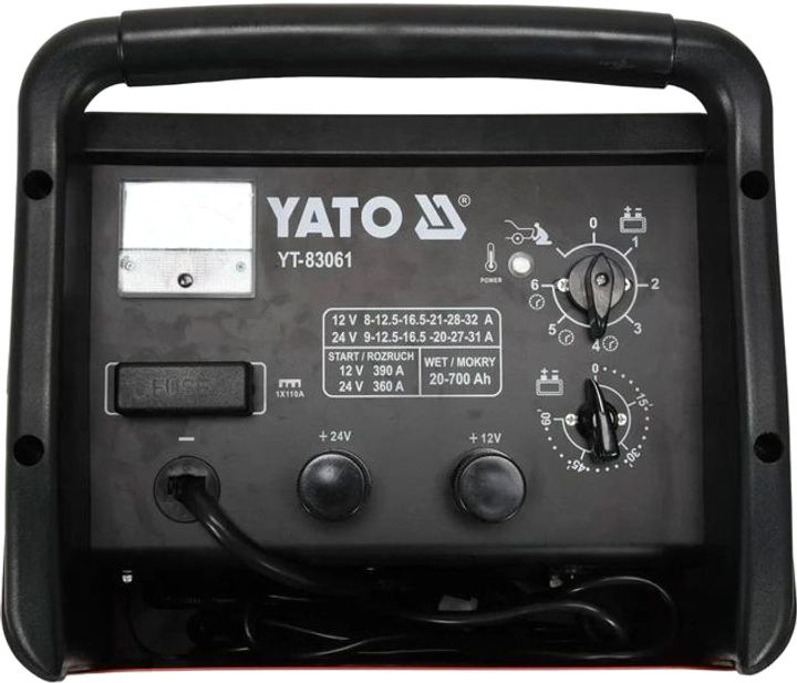 Urządzenie rozruchowo-ładujące YATO akumulator 12/24 V, 50-340 A, 20-700 Ah, 230 V (YT-83061) - obraz 2