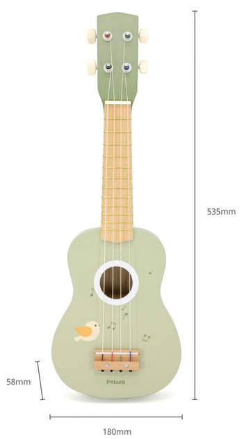 Ukulele drewniane dla dzieci Viga Z nutami Zielone (6971608442759) - obraz 4