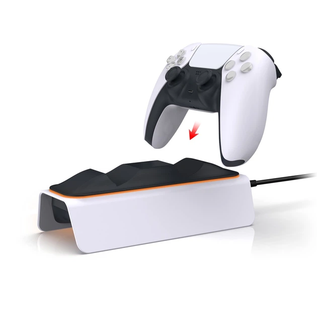 Двойная зарядная dock станция DOBE подставка для двух геймпадов DualSense консоли Sony PlayStation 5 (PS5 / PS5 Digital Edition) c LED подсветкой статуса зарядки контроллера, джойстика - изображение 2