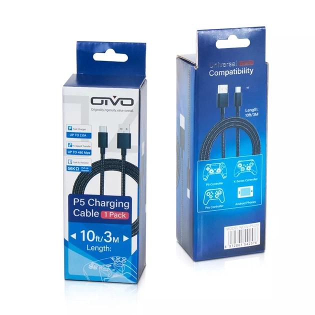 Зарядный кабель передачи данных OIVO 3м USB-A / USB Type-C для геймпада DualSense Sony PlayStation PS5 / PS5 Slim (Disk Drive/Digital Edition) / Microsoft Wireless Controller Xbox Series S | X / Nintendo Switch - изображение 7
