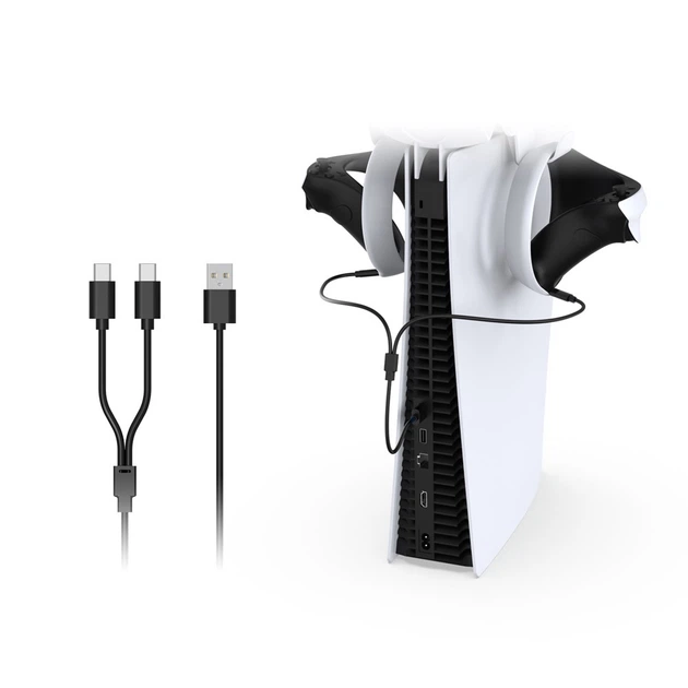 Зарядный кабель DOBE USB-A / двойной USB-C для контроллера Sense очков виртуальной реальности PlayStation VR2 / геймпада DualSense Sony PS5 / PS5 Slim (Disk Drive version/Digital Edition) - Фото 2 Зарядный кабель DOBE USB-A / двойной USB-C для контроллера Sense очков виртуальной реальности PlayStation VR2 / геймпада DualSense Sony PS5 / PS5 Slim (Disk Drive version/Digital Edition) - изображение 2