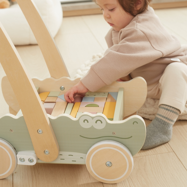 Drewniany wózek Viga Na Klocki Pchacz (6971608442780) - obraz 13