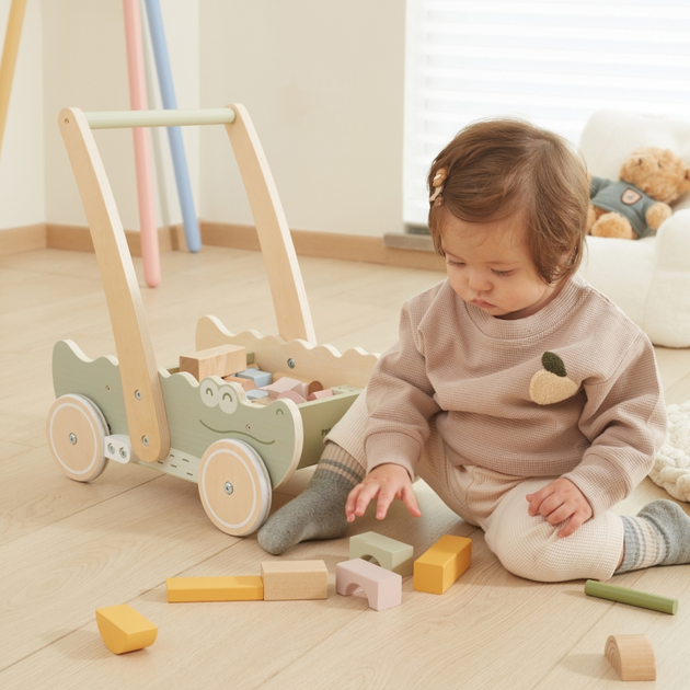 Drewniany wózek Viga Na Klocki Pchacz (6971608442780) - obraz 14