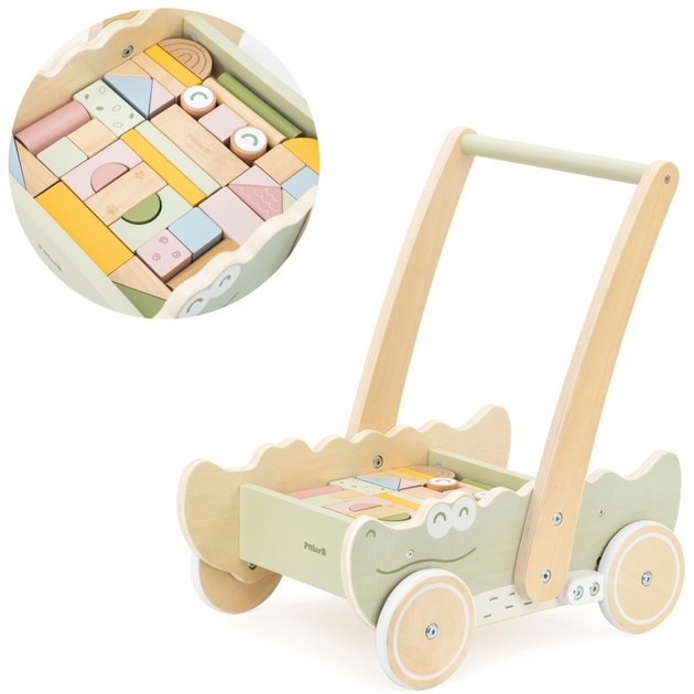 Drewniany wózek Viga Na Klocki Pchacz (6971608442780) - obraz 2