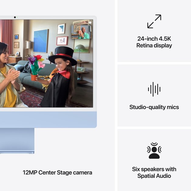 Monoblok Apple iMac 24" M4 4.5K 10‑rdzeniowy GPU 512GB Blue (MWV33ZE/A) - obraz 7