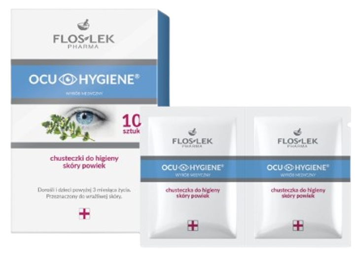 Chusteczki do higieny skóry powiek Floslek Ocu Hygiene 10 sztuk (5905043020938) - obraz 1