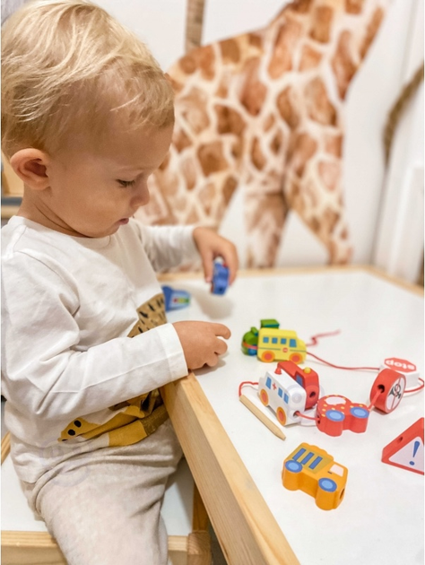 Przeplatanka drewniana WOOPIE GREEN klocki do nawlekania Samochody 13 el 41199 (5904326941199) - obraz 5