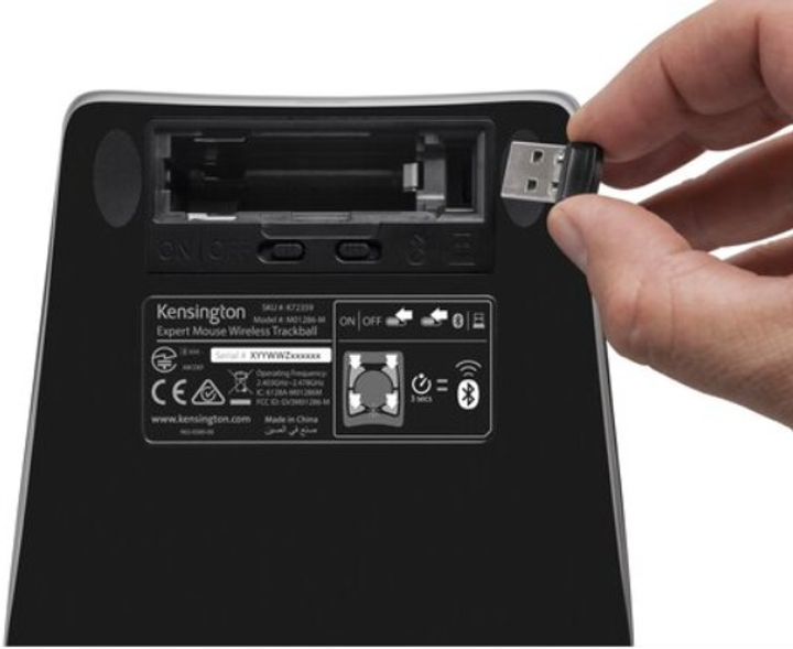 Mysz Kensington ExpertMouse Wireless Trackball Black (K72359WW) - obraz 6