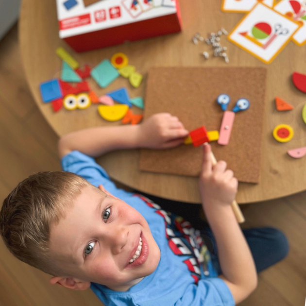 Дерев'яна прибиванка конструктор Woopie з молотком, 20 зразків, 82 ел 44961 (5904326944961) - зображення 7