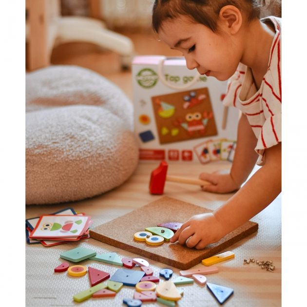 Дерев'яна прибиванка конструктор Woopie з молотком, 20 зразків, 82 ел 44961 (5904326944961) - зображення 10