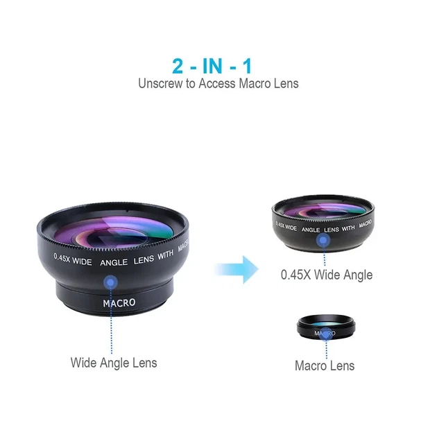 Насадка об'єктив макролінза для телефона 2 в 1 — 0,45X Phone Lens (макро + ширококутний) - зображення 4