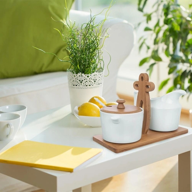 Zestaw Orion Whiteline cukiernica i mlecznik ceramiczne na podstawce 2 x 280 ml (8592381162573) - obraz 4