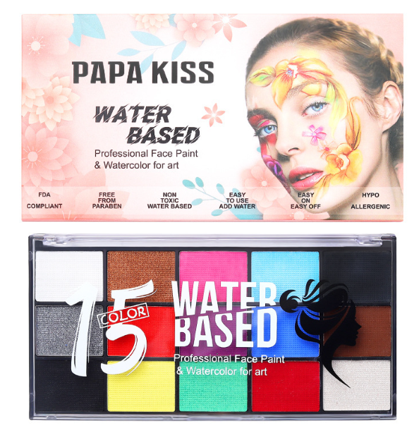 Краски для аквагрима Papa Kiss набор для рисования на лице и теле 15 цветов водорастворимый (SVS) - Фото 1 Краски для аквагрима Papa Kiss набор для рисования на лице и теле 15 цветов водорастворимый (SVS) - изображение 1