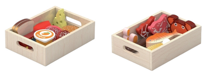 Drewniany zestaw artykułów spożywczych Viga w 2 skrzynkach 44525 (6971608445255) - obraz 3
