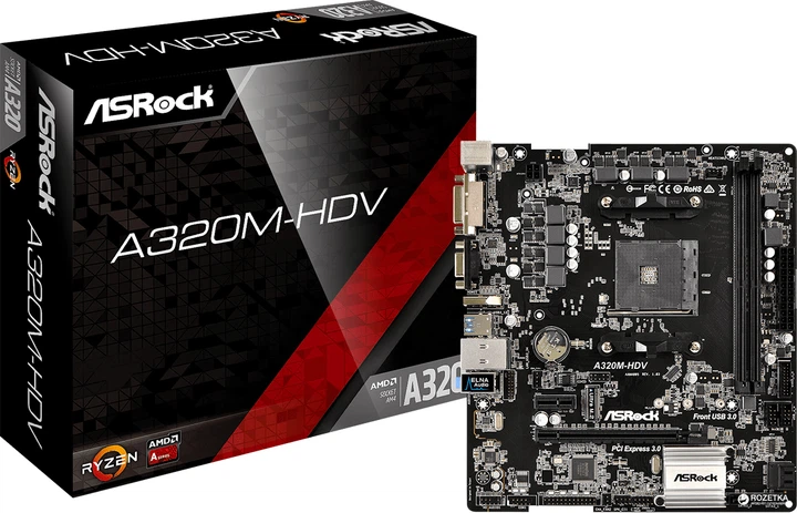 Материнская плата ASRock A320M-HDV (sAM4, AMD A320, PCI-Ex16 Материнская плата ASRock A320M-HDV (sAM4, AMD A320, PCI-Ex16