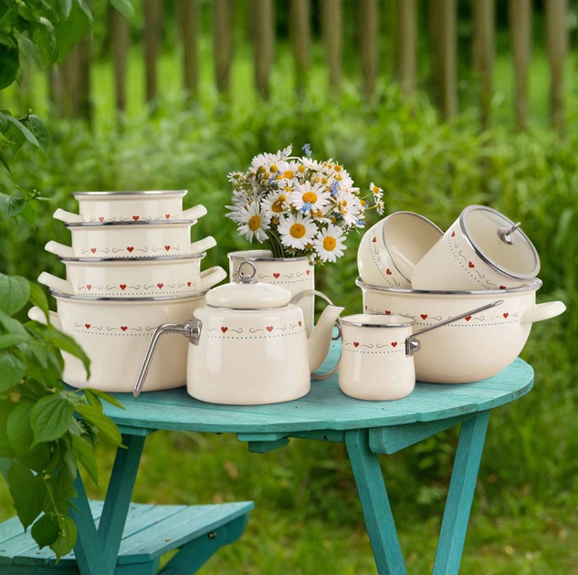 Tygielek do kawy Orion Tonca emaliowany 600 ml Kremowy (8592381228576) - obraz 7