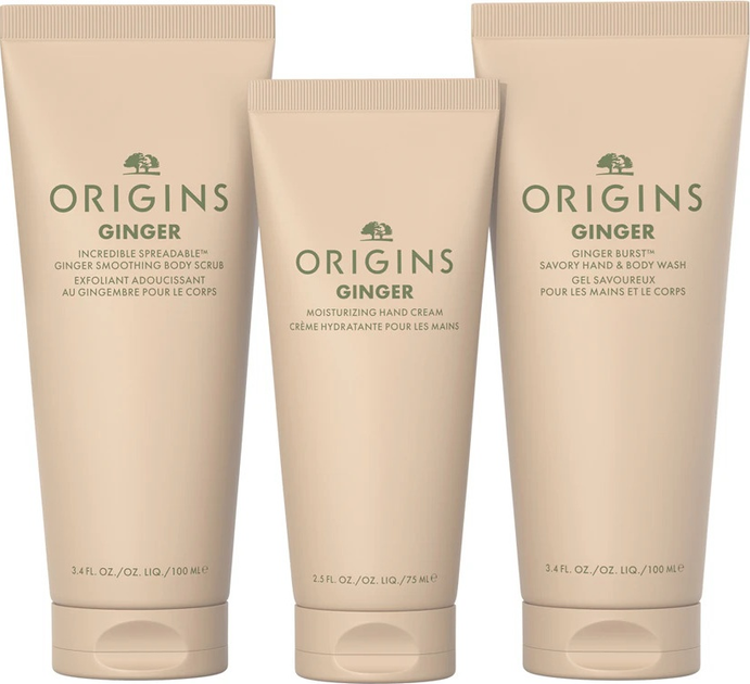Zestaw upominkowy Origins Ginger Peeling do ciała 100 ml + Mydło do rąk i ciała 100 ml + Krem do rąk 75 ml (0717334279148) - obraz 2