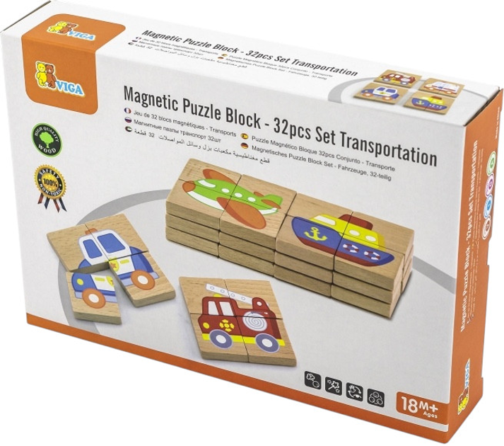 Дерев'яні пазли - мігнітні блоки Viga Транспорт 50723 (6934510507237) - зображення 5
