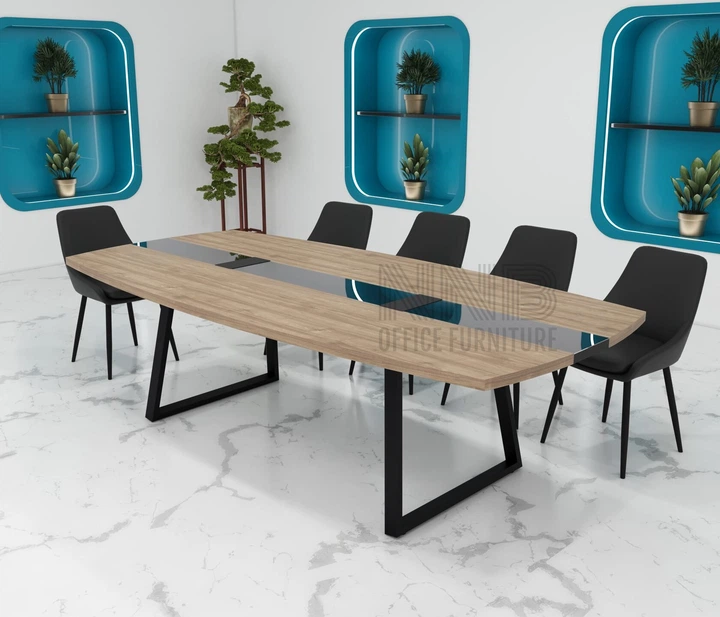 Стіл для переговорів Mister Loft Асканія Glass Line 260*110 на 8-10 осіб Горіх Селект - Чорний (57771287) - изображение 2