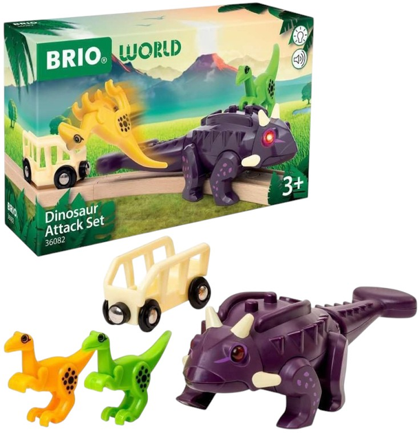 Поїзд для залізниці Brio World Dino Набір динозаврів (7312350360820) - зображення 1