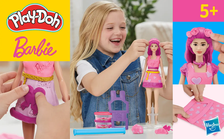 Набір Hasbro Play-Doh BARBIE Hearts and Hair G1357 (5010996315779) - зображення 9