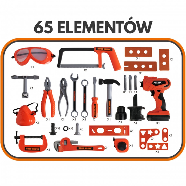 Мобільна скриня для інструментів дитяча Woopie 2 в 1 65 елементів (5906280653545) - зображення 3